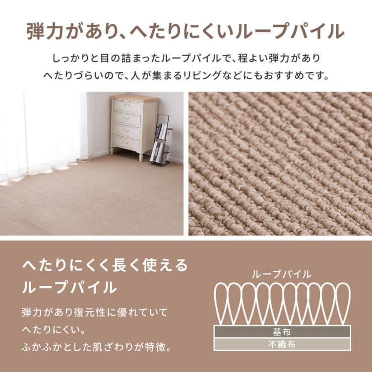 ラグ カーペット 冬 江戸間 3畳 防音 防ダニ 長方形 丸巻き ペット 日本製 厚手 ホットカーペット 床暖房 冬用 毛足短い 国産 抗菌 防臭 子供部屋 おしゃれ