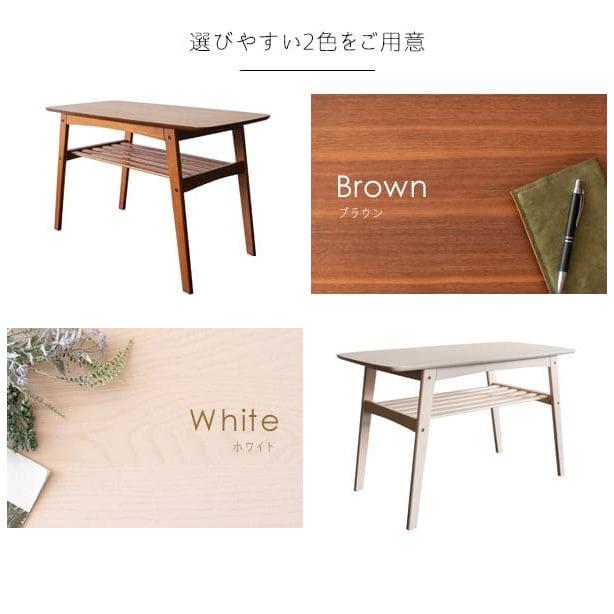 センターテーブル ソファテーブル 高さ60cm 高め 収納 木製 白 棚付き