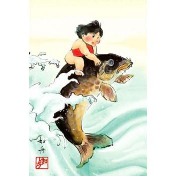 こどもの日(端午の節句)掛軸　美原　如舟　「大昇鯉」　113050