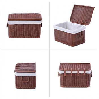 ラタン蓋付きバスケット Mサイズ GK520MHR : QUOLI - 通販 - Yahoo