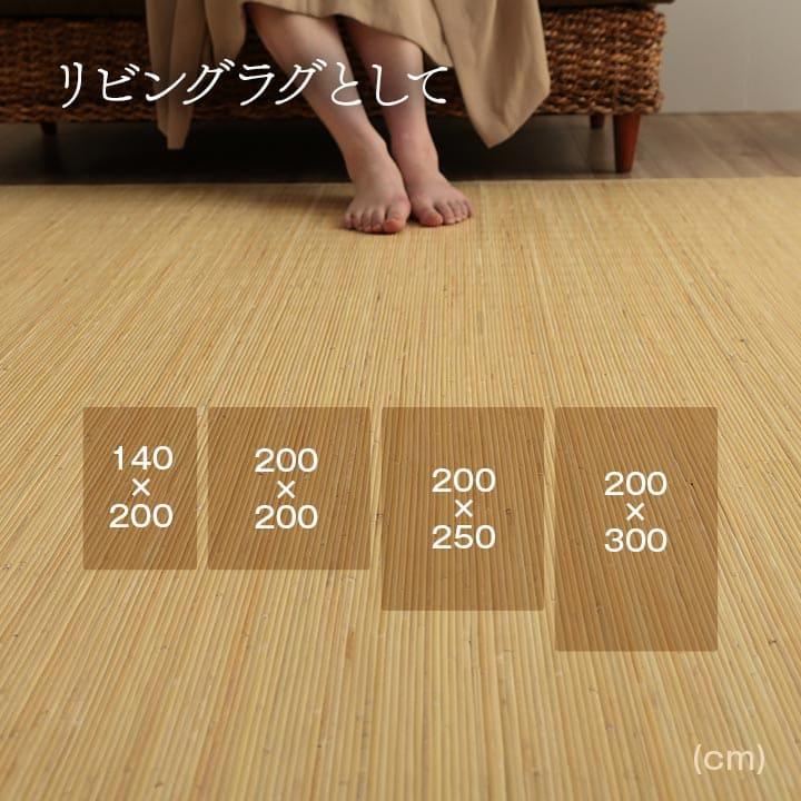 カーペット むしろ 籐 2畳 ラグ 夏用 天然素材 通気性 涼しい 夏 おしゃれ オールシーズン 正方形 ラタン アジアン 和風 手織り 薄手 拭ける 200×200_12
