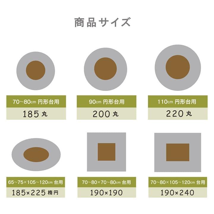 こたつ布団 こたつ掛け布団 円形 洗える 薄手 洗濯 丸 こたつ 80 70
