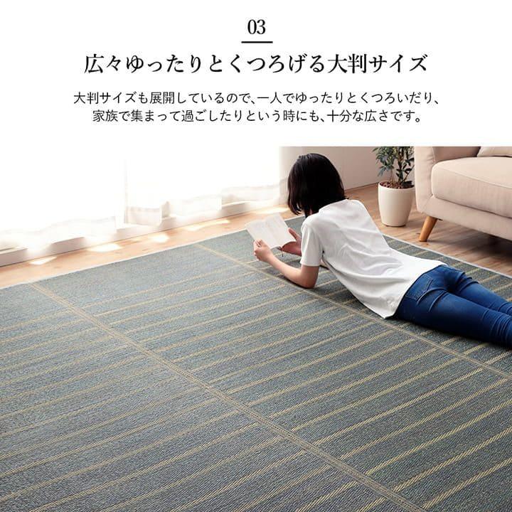 い草ラグ カーペット いぐさ 6畳 裏貼り 滑り止め ペット い草カーペット ラグ 夏用 い草 和 畳 おしゃれ 抗菌 防臭 夏 長方形 天然素材 ボーダー ござ_5