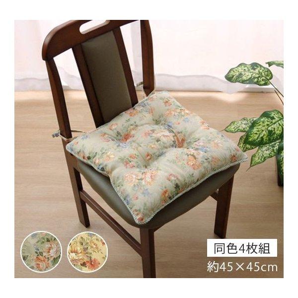 クッション 椅子用 紐付き チェアパッド 四角 おしゃれ 洗える 花 座布団 座る用 椅子 厚手 子供 ひも付き イス 椅子用クッション 4個 セット Ik Quoli 通販 Yahoo ショッピング
