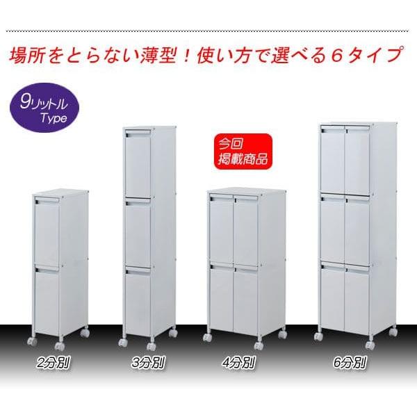 ゴミ箱 スリム 2段 4分別 幅35 フタ付き ラック 斜め ダストボックス