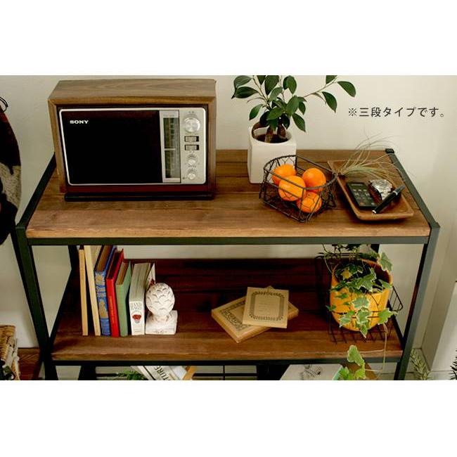 ラック 棚 オープンラック 3段 アイアン 木 シェルフ オープン