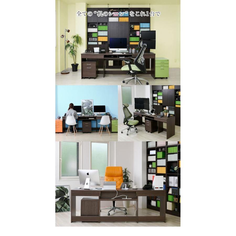 パソコンデスク ハイタイプ ロング 収納 引き出し ワイド 書斎 長い 棚