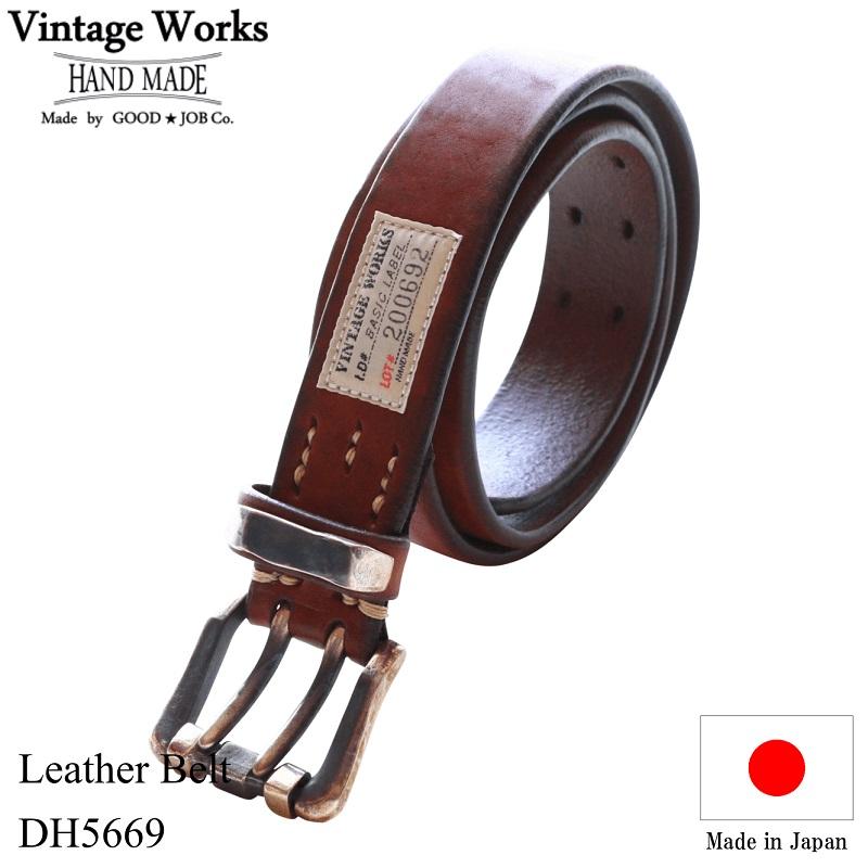 ヴィンテージワークス ベルト DH5669 7ホール ブロンズ Vintage 2021年レディースファッション福袋 Works Leather 極厚 belt プレゼント 本物保証! メンズ アメカジ 本革ベルト 日本製