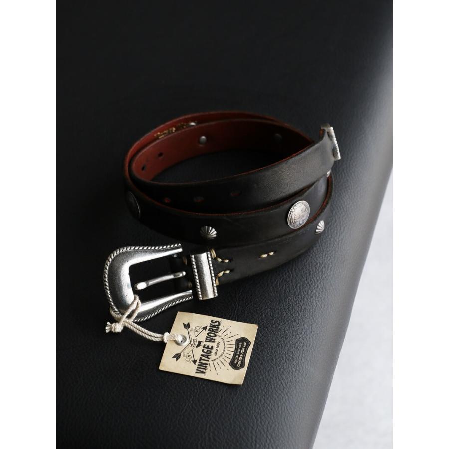 ヴィンテージワークス ウエスタンコンチョベルト DH5738 CH-1 茶芯 7ホール Vintage Works Leather belt メンズ  アメカジ 極厚 本革ベルト 日本製 プレゼント
