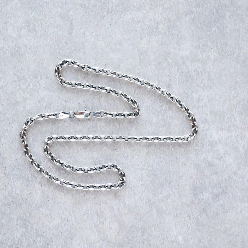 シルバーネックレスチェーン あずきチェーン アメカジ Silver Chain シルバーチェーン|ネックレスチェーン|50cm|小豆