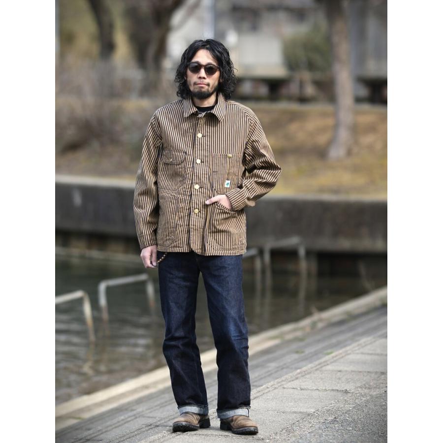 TCBジーンズ ブラウンヒッコリー カバーオール TCBジーンズ キャットヘッドジャケット ブラウンヒッコリー