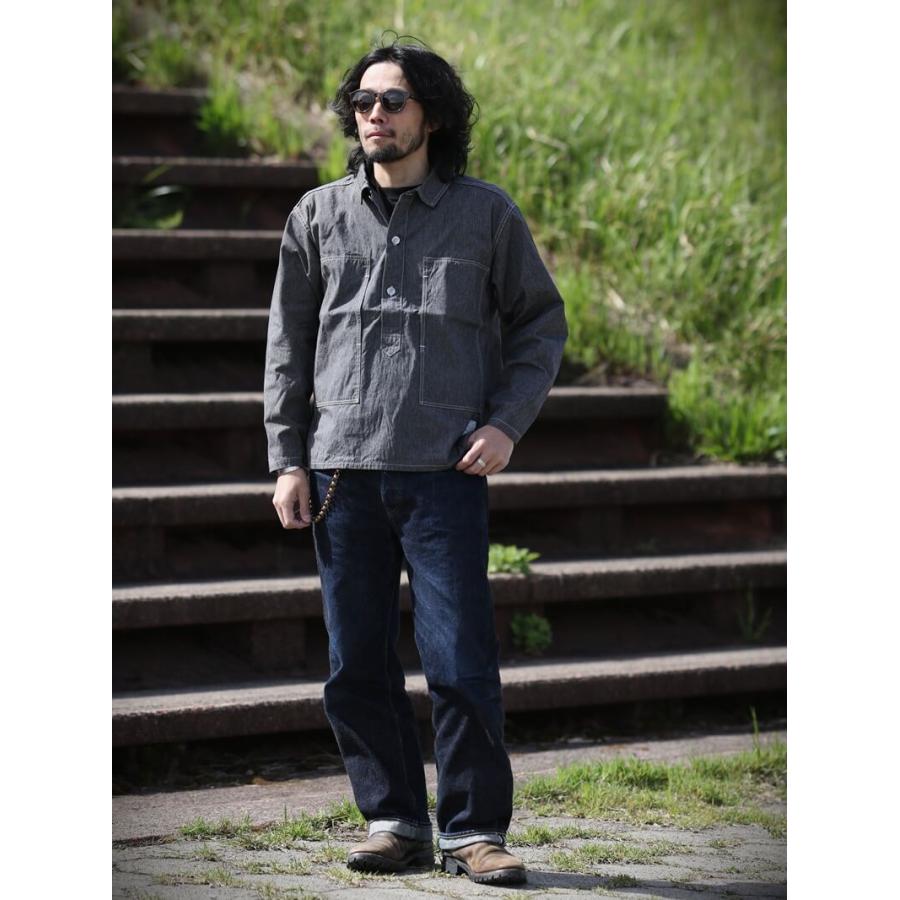 TCBジーンズ ブラック キャットフェイス プルオーバーシャツ TCB jeans