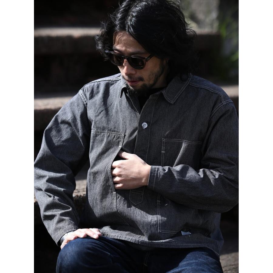 TCBジーンズ ブラック キャットフェイス プルオーバーシャツ TCB jeans