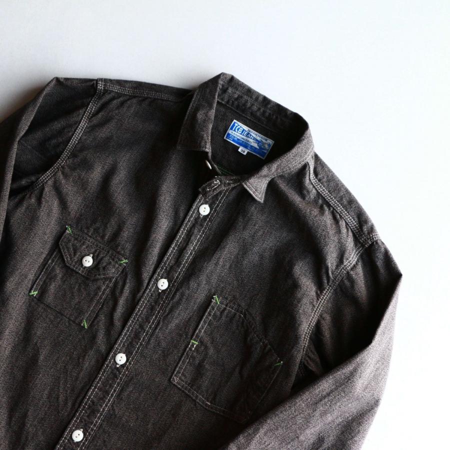 TCB　JEANS　 黒地長袖ワークシャツ TCBジーンズ ワークシャツ キャットライトシャツ ブラックシャンブレー