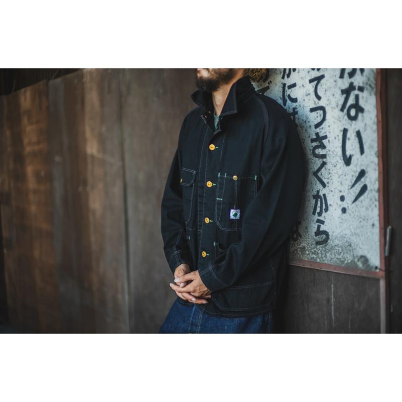 TCBジーンズ キャットヘッドジャケット ブラックデニム カバーオール