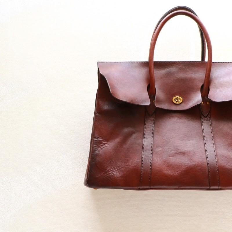 【希少】vasco ヴァスコ レザー トートバッグ ブラウン 新品だと在庫なし 全2色【vasco/ヴァスコ】「Leather Old Tote Bag”Medium”/レザー