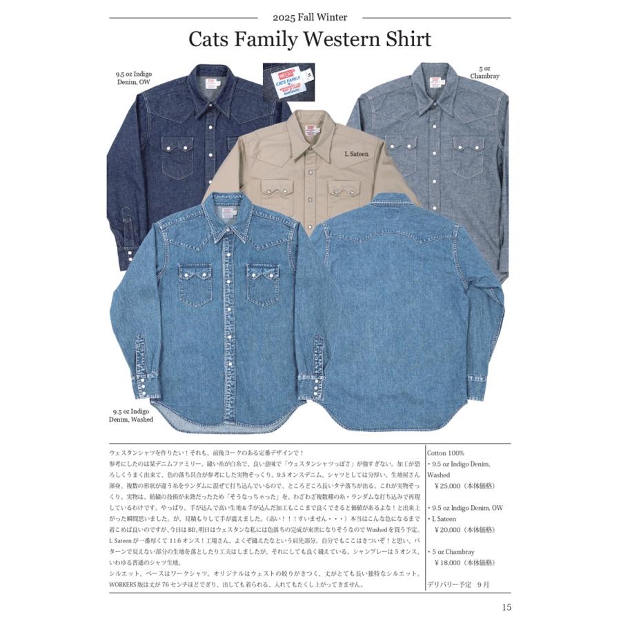 ご予約 / WORKERS ワーカーズ Cats Family Western Shirt, 9.5 oz