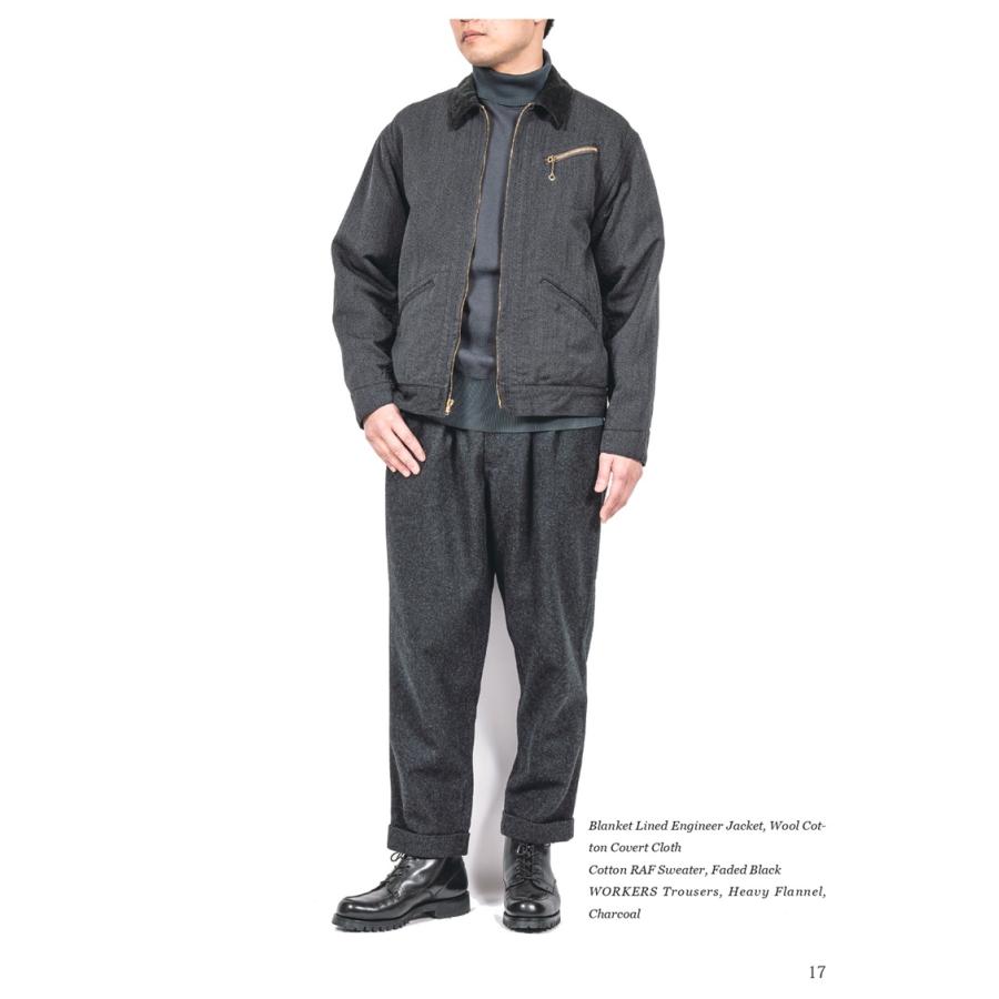 ご予約 / WORKERS ワーカーズ Cotton RAF Sweater, Faded Black 9月お
