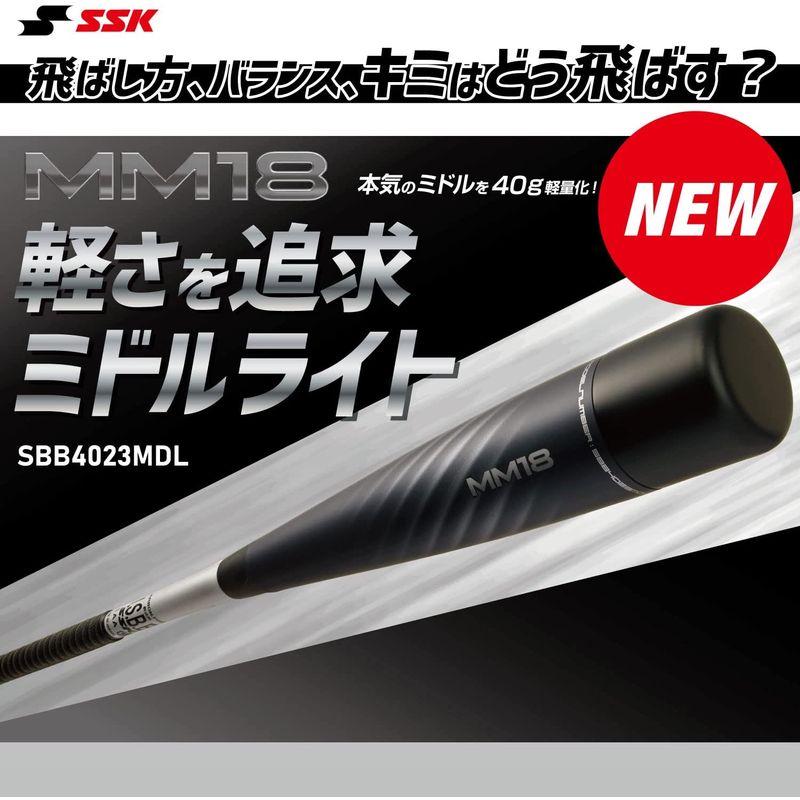 SSK(エスエスケイ) 野球 軟式FRP製バット MM18 ミドルライト SBB4023MDL ブラック×シルバー 83cm バット 