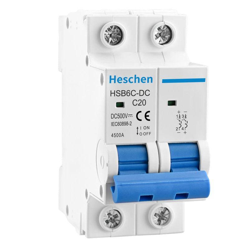 楽天最安値に挑戦】【楽天最安値に挑戦】Heschen DC のミニチュア遮断器、HSB6C-DC、2 ポーランド、DC1000V 20A の太陽光発電の 遮断器、太陽 PV システ ブレーカー自動遮断装置 テンパール 小型漏電遮断器 OC付 1ZA2015