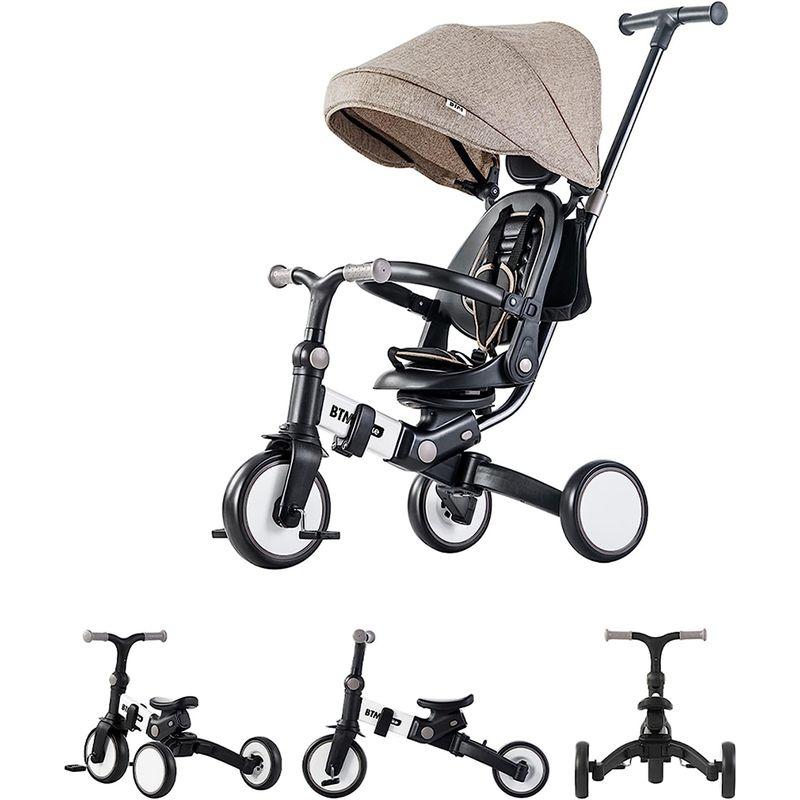 本日価格！！ BTM 子供用三輪車 折りたたみ 三輪車 カバー ベビーカー 手押し棒付き 7in1 バイク 安全ベルト 三輪車のりもの 1歳 2歳 3歳 【D2050740206】(11959円)