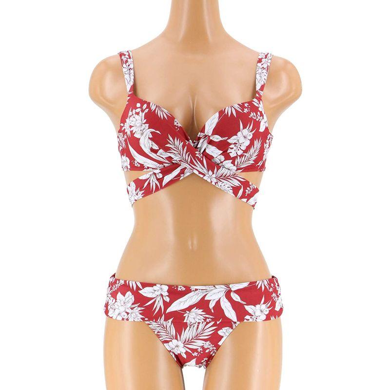 三愛水着楽園 水着 ワコール共同開発 (ぷっくり美胸) ノンワイヤー ダブルアップ クロス ビキニ レディース RE‐レッド 日本 M2 ( 水着 M2 SIZE ワコール共同開発 ぷっくり美胸 ノンワイヤー ダブルアップ クロス ビキニ レディース RE‐レッド 日本