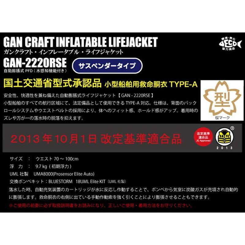 ガンクラフト(Gan Craft) ガンクラフトインフレータブル ライフジャケット GAN-2220RSE 自動膨張 桜マーク付 タイプA GAN 2220RSE Gan Craft ガンクラフトインフレータブル ライフジャケット 自動膨張 桜マーク付 タイプA サイズ