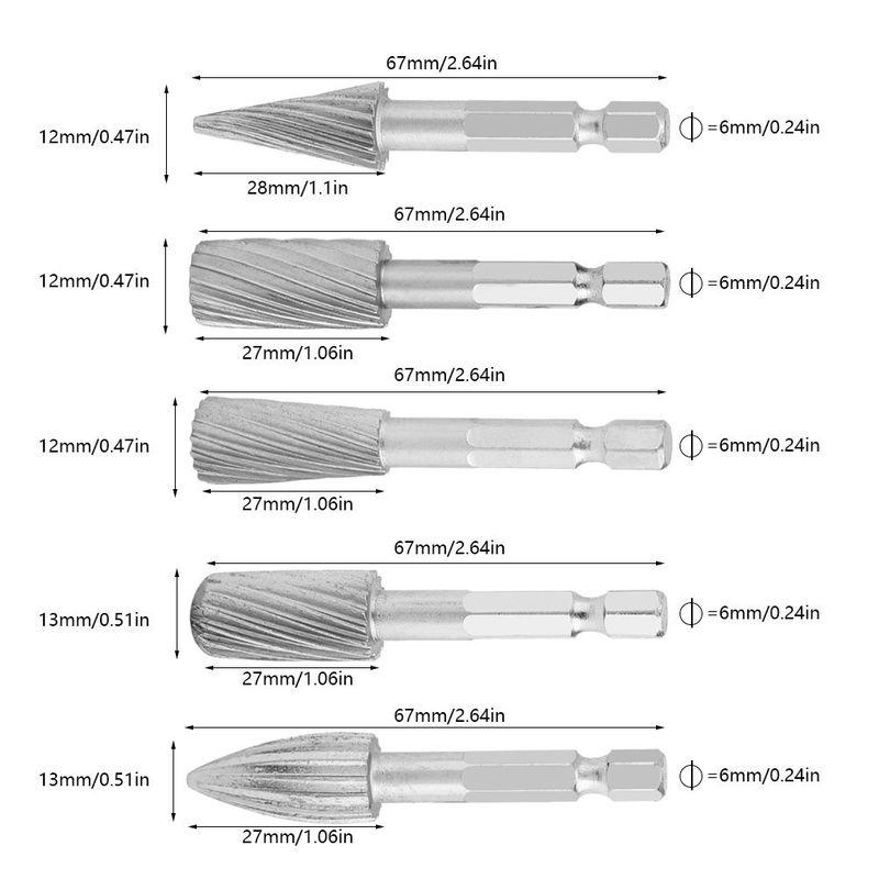 5本組 ロータリーファイル 研削ドリルビット ルーター シングルカットバリ 電動工具 回転工具 交換用 切削 研磨 彫刻 木工用具 DIY｜quvmall2｜10