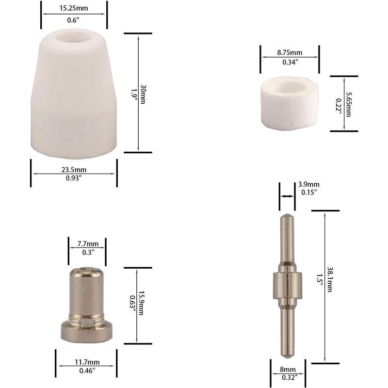 KERUE 60個 PT-31 ニッケルメッキ 拡張エアプラズマ切断ノズル電極消耗品 CUT-40 CUT-50D CT-312に適合｜quvmall2｜04