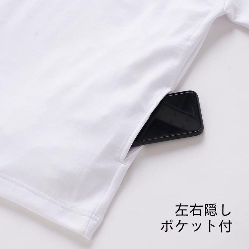 おたふく手袋 夏用Tシャツ フーバー オーバーサイズ 5分袖 外側コットン 肌面側冷感ポリエステル ポケット付 FB-700 アッシュブルー｜quvmall2｜02