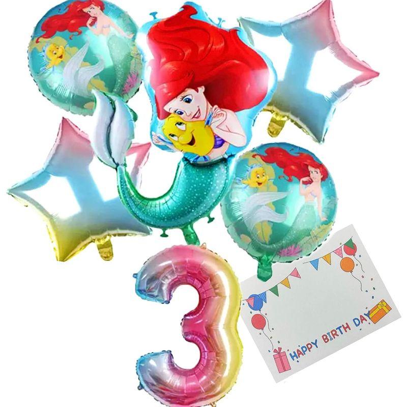 リトル マーメイド バルーン ３歳 お誕生日 ６点 セット キャラクター お祝い プリンセス プレゼント お誕生日 風船｜quvmall2｜02