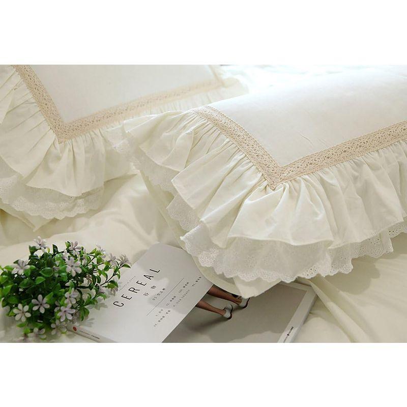 アイボリー フリル刺繍 クイーンカバーセット アイボリー フリル刺繍 クイーンカバーセット Amazon｜lecozy 綿100