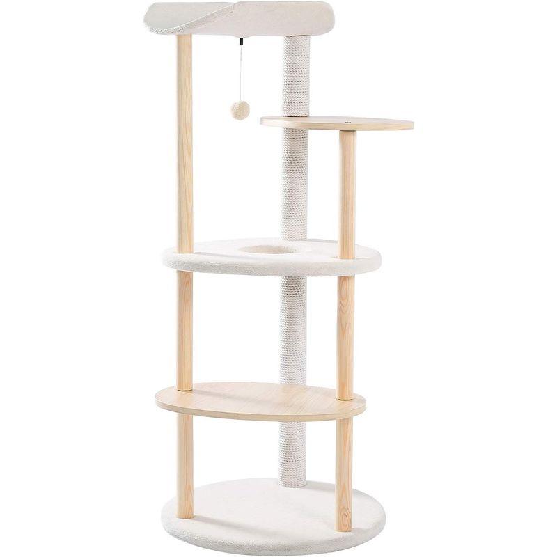 完動品 PETEPELA(ぺテぺラ) キャットタワー 木製 木目調 猫タワー スリム おしゃれ シンプル 爪研ぎ カーブ 運動不足解消 丸めな板 人 【Q1695110088】(9887円)