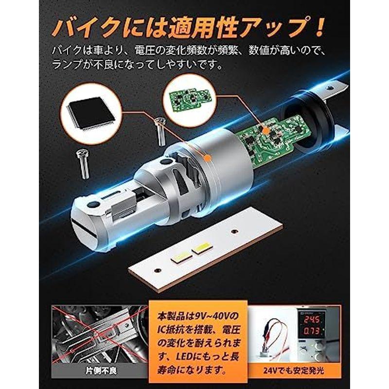 BORDAN H4 LED ヘッドライト バイク用 H19 LEDバルブ HI/LO切替 車検対応 爆光 6500K 25W*1 DC12V｜quvmall2｜10