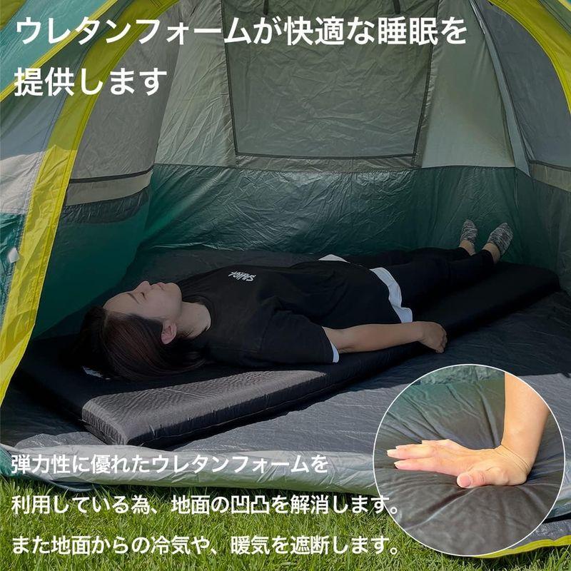 人気特価 Pride(プライド) キャンプ 車中泊 マット インフレーターマット エアーマット 8cm 自動膨張 シングル (ブラック)