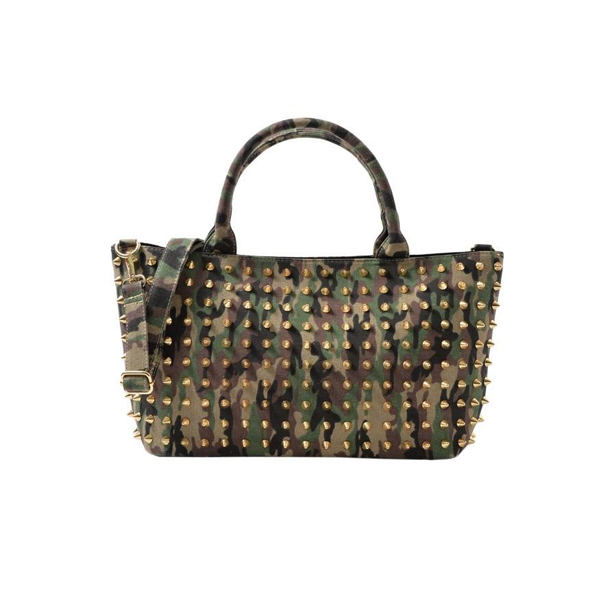 トートバッグ メンズ スタッズ 3way キャンバス カジュアル 黒 迷彩 春