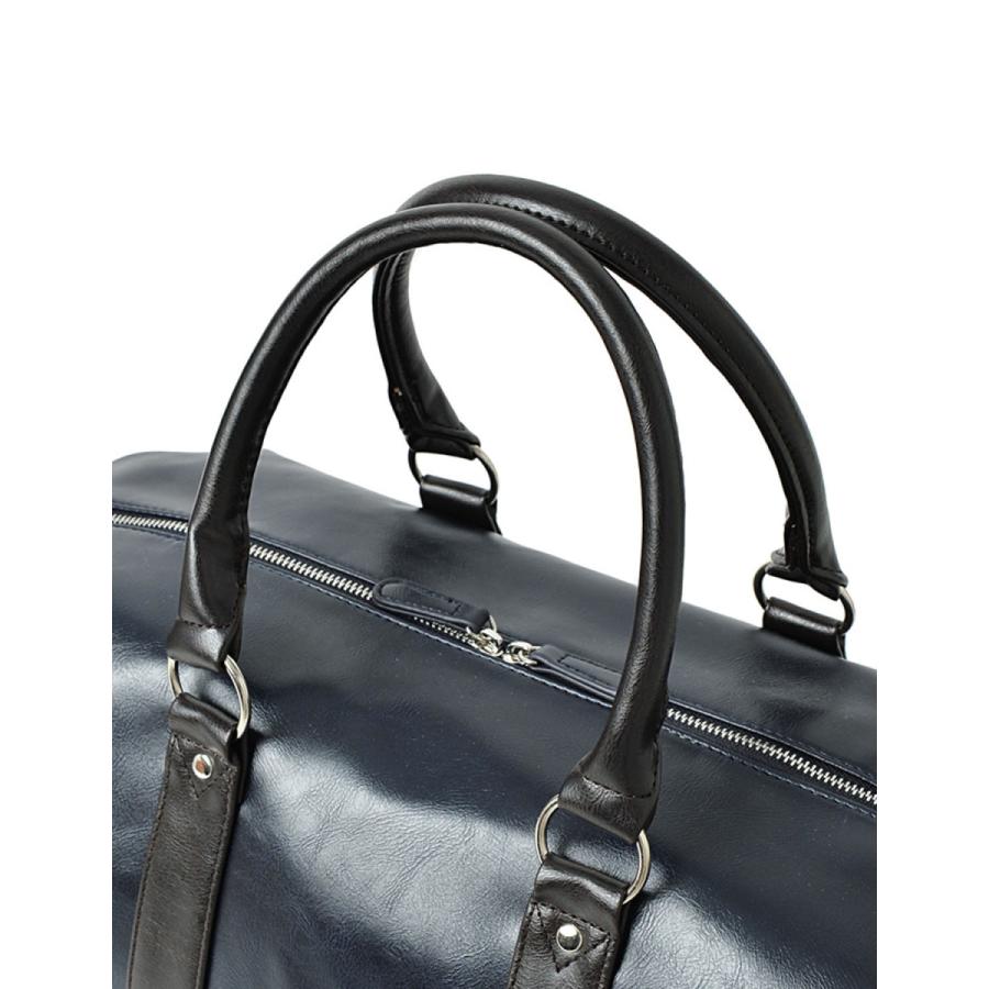 大きいサイズ 旅行用ボストンバッグ メンズ   PUレザー バイカラー カジュアル 茶色 紺 黒 春 夏 秋 冬 |  | 08