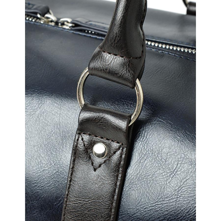 大きいサイズ 旅行用ボストンバッグ メンズ   PUレザー バイカラー カジュアル 茶色 紺 黒 春 夏 秋 冬 |  | 09