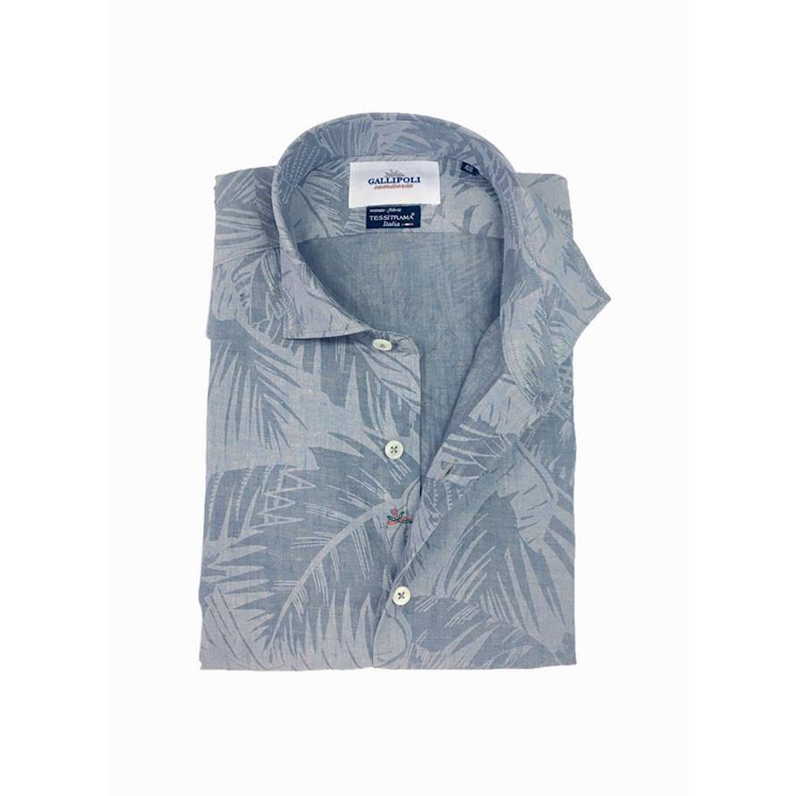 大きいサイズ 長袖シャツ カジュアルシャツ メンズ カッタウェイ GALLIPOLI(ガリポリ) ボタニカル柄 リネン 2L 3L 4L カジュアル 青 春 夏 |  | 02
