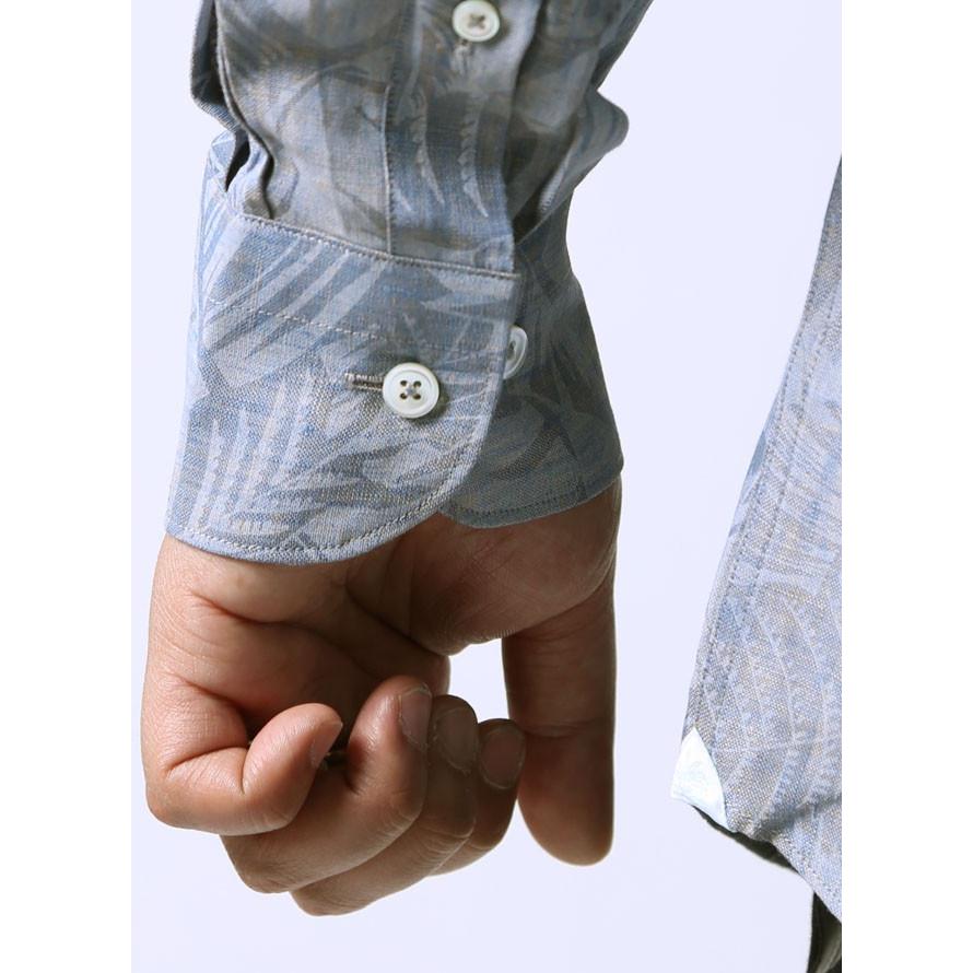 大きいサイズ 長袖シャツ カジュアルシャツ メンズ カッタウェイ GALLIPOLI(ガリポリ) ボタニカル柄 リネン 2L 3L 4L カジュアル 青 春 夏 |  | 05