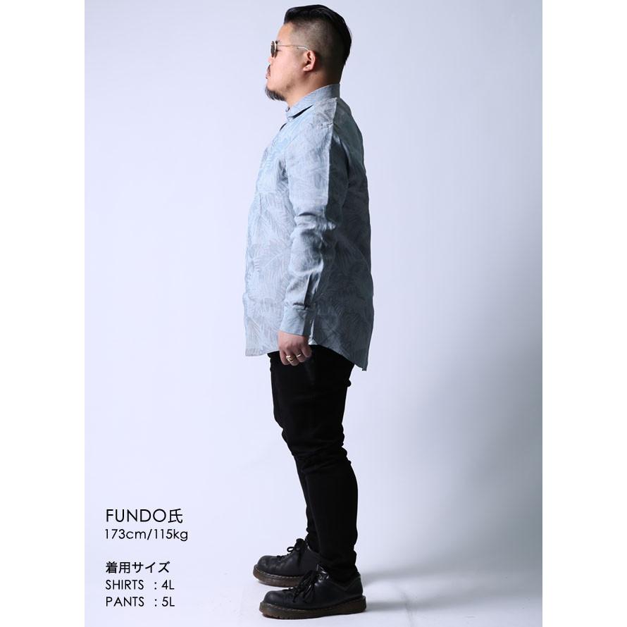 大きいサイズ 長袖シャツ カジュアルシャツ メンズ カッタウェイ GALLIPOLI(ガリポリ) ボタニカル柄 リネン 2L 3L 4L カジュアル 青 春 夏 |  | 09