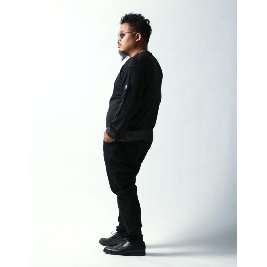 大きいサイズ ニット セーター メンズ クルーネック Gstage(ジーステージ) プレーティング編み スクエア胸ポケット 切替 2L 3L 4L   カジュアル 黄 黒 春 秋 冬 |  | 12