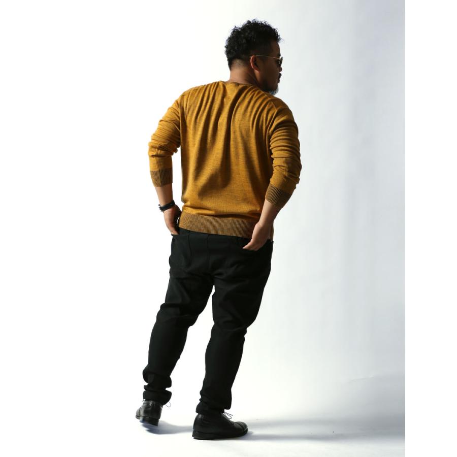 大きいサイズ ニット セーター メンズ クルーネック Gstage(ジーステージ) プレーティング編み スクエア胸ポケット 切替 2L 3L 4L   カジュアル 黄 黒 春 秋 冬 |  | 17