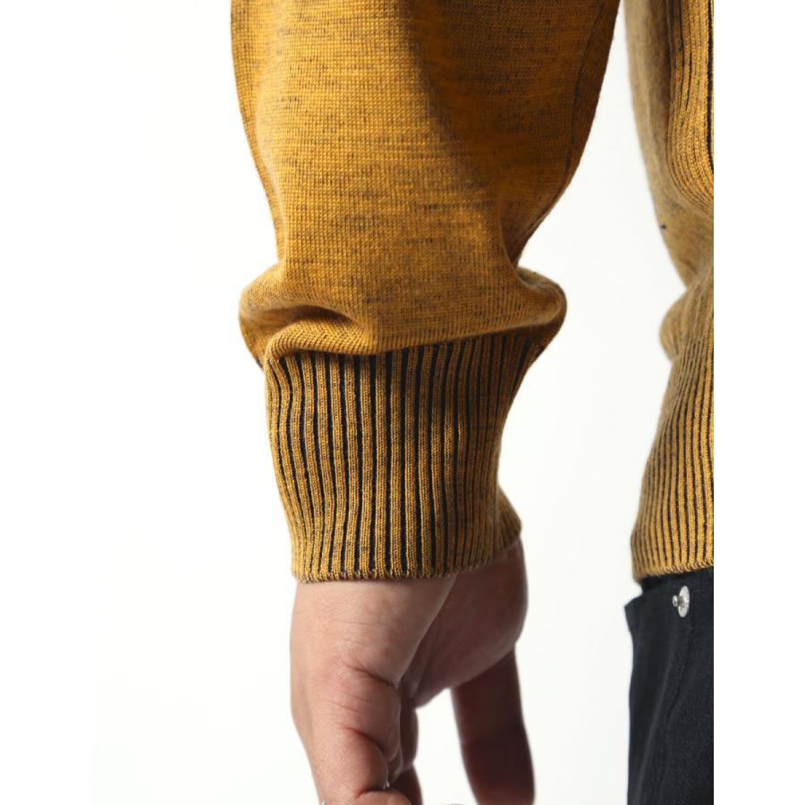 大きいサイズ ニット セーター メンズ クルーネック Gstage(ジーステージ) プレーティング編み スクエア胸ポケット 切替 2L 3L 4L   カジュアル 黄 黒 春 秋 冬 |  | 09