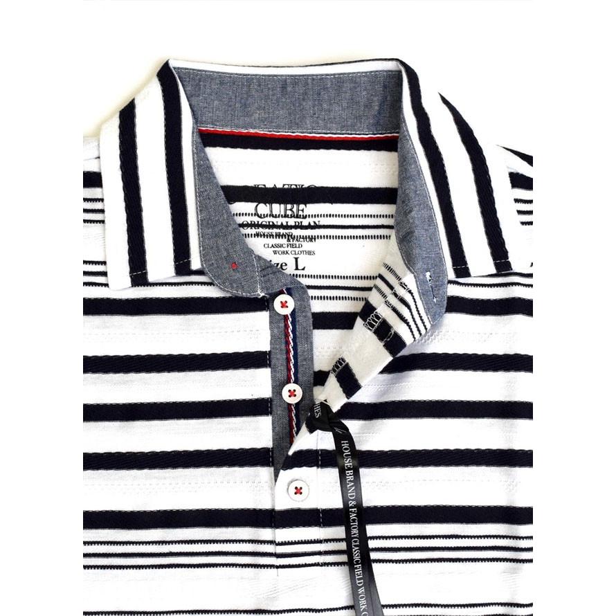 大きいサイズ ポロシャツ メンズ 裏使い 半袖 ボーダー カジュアル 白 紺 春 夏 秋 3L 4L 5L |  | 04