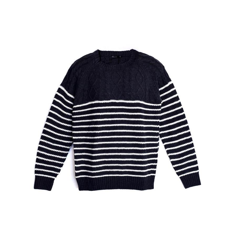 大きいサイズ ニット セーター メンズ Uネック ニット ケーブル編み ボーダー カジュアル グレー 紺 秋 冬 2L 3L 4L |  | 02