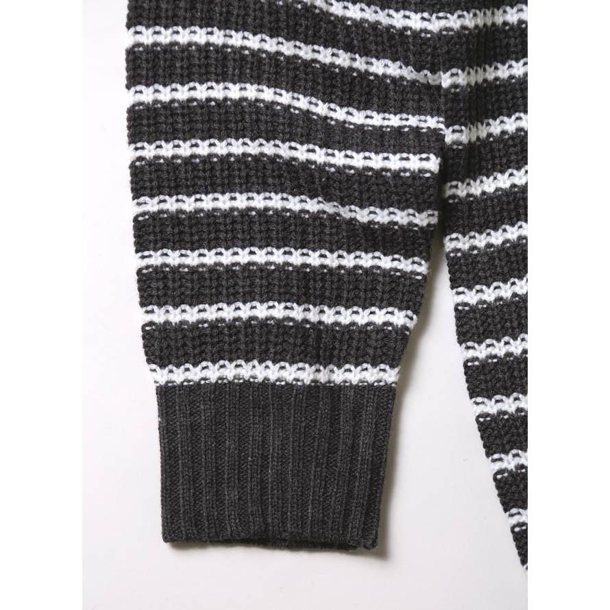 大きいサイズ ニット セーター メンズ Uネック ニット ケーブル編み ボーダー カジュアル グレー 紺 秋 冬 2L 3L 4L |  | 05