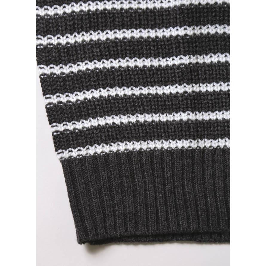 大きいサイズ ニット セーター メンズ Uネック ニット ケーブル編み ボーダー カジュアル グレー 紺 秋 冬 2L 3L 4L |  | 06