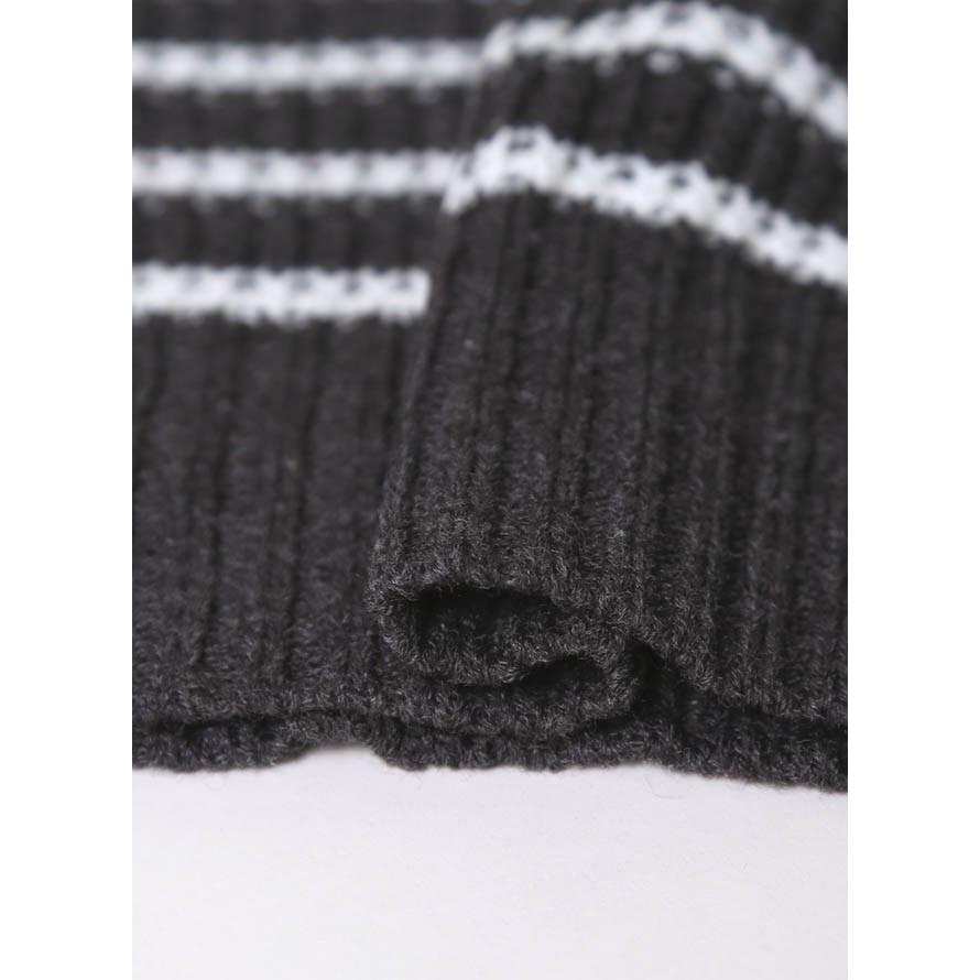 大きいサイズ ニット セーター メンズ Uネック ニット ケーブル編み ボーダー カジュアル グレー 紺 秋 冬 2L 3L 4L |  | 08