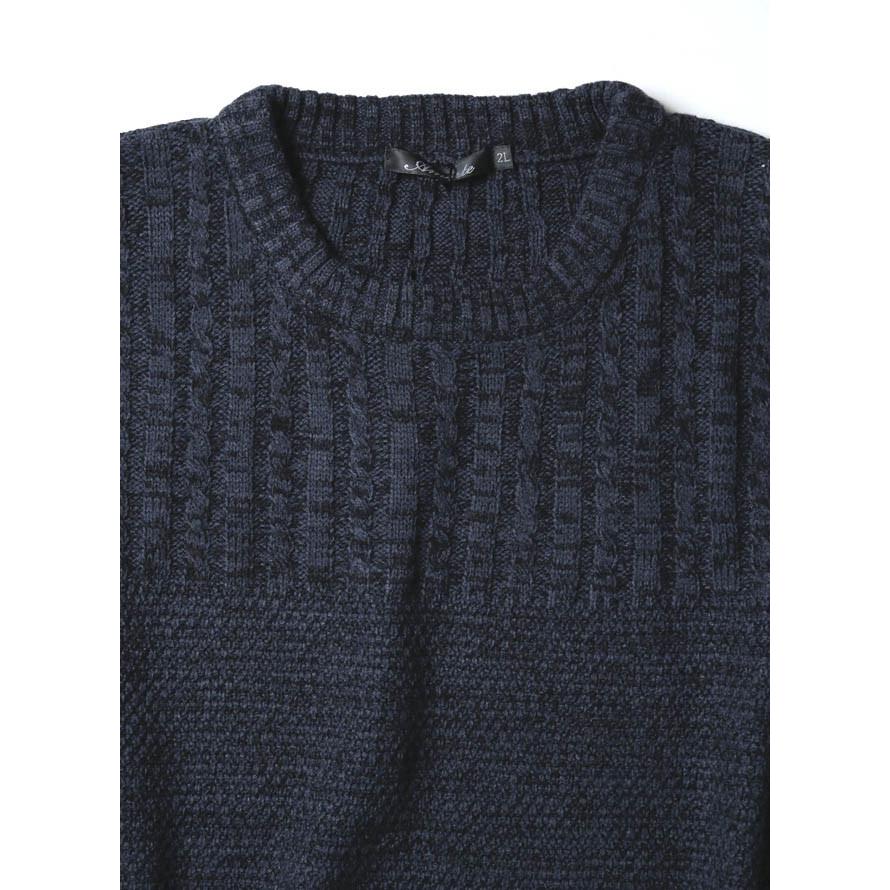 大きいサイズ ニット セーター メンズ Uネック ニット ケーブル編み 洗濯可 カジュアル 紺 グレー 秋 冬 2L 3L 4L |  | 03